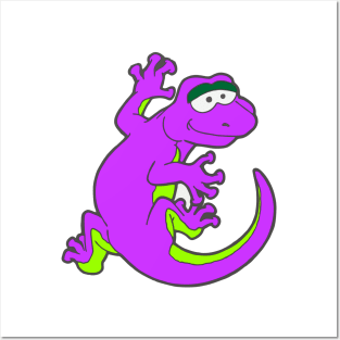 Smiley Gecko Children's Climbing Lizard Cartoon Posters and Art